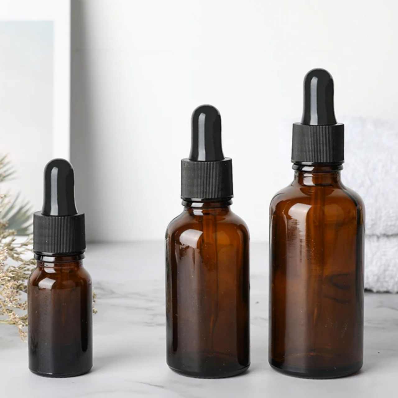 Glass bottle (3 pieces) for essential oils - 5/10/30 ml - Copper Pro