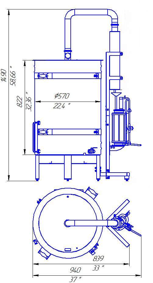 Commercial essential oil distiller 53G (200L) loading capacity 42G (160L) - Copper Pro