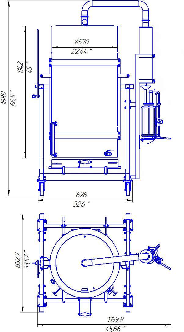 Commercial steam distillation equipment 74G (280L) with loading capacity of 63G (240L) - Copper Pro