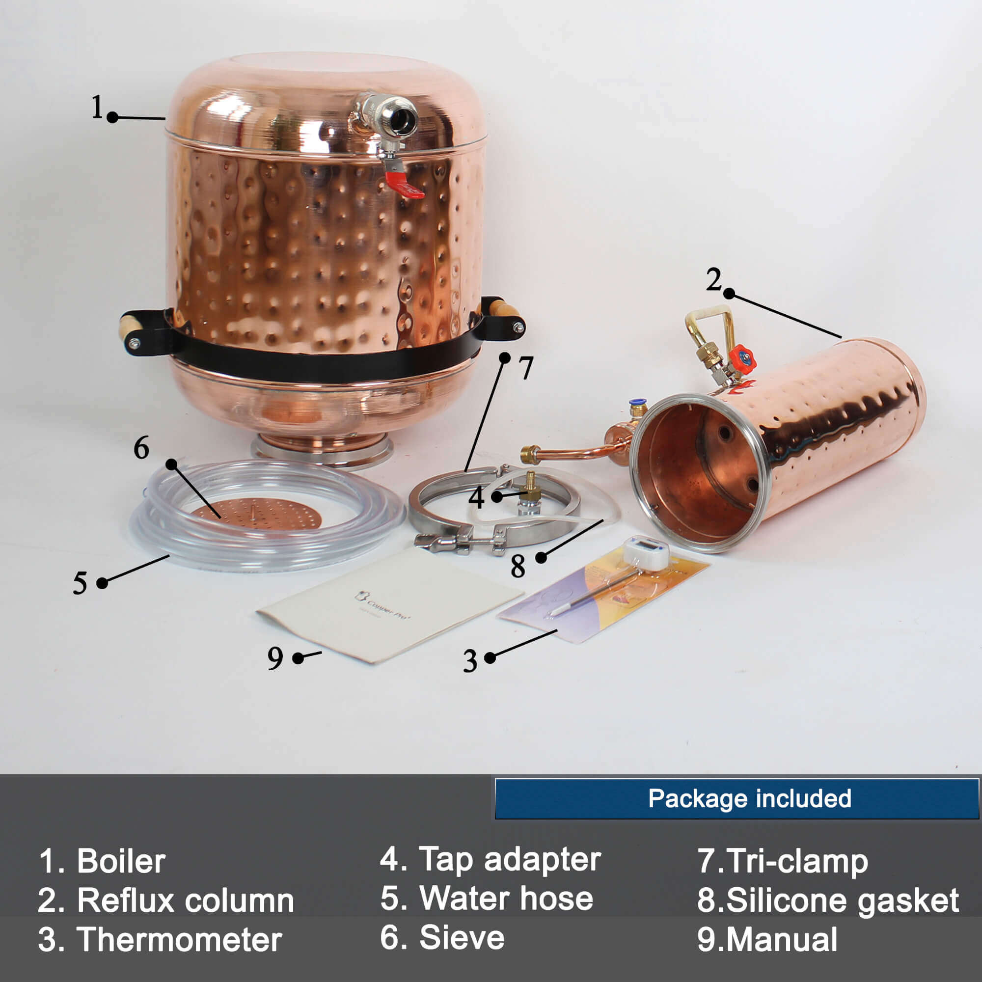 Copper moonshine still - 11G (42L) [ Reflux still ] - Copper Pro