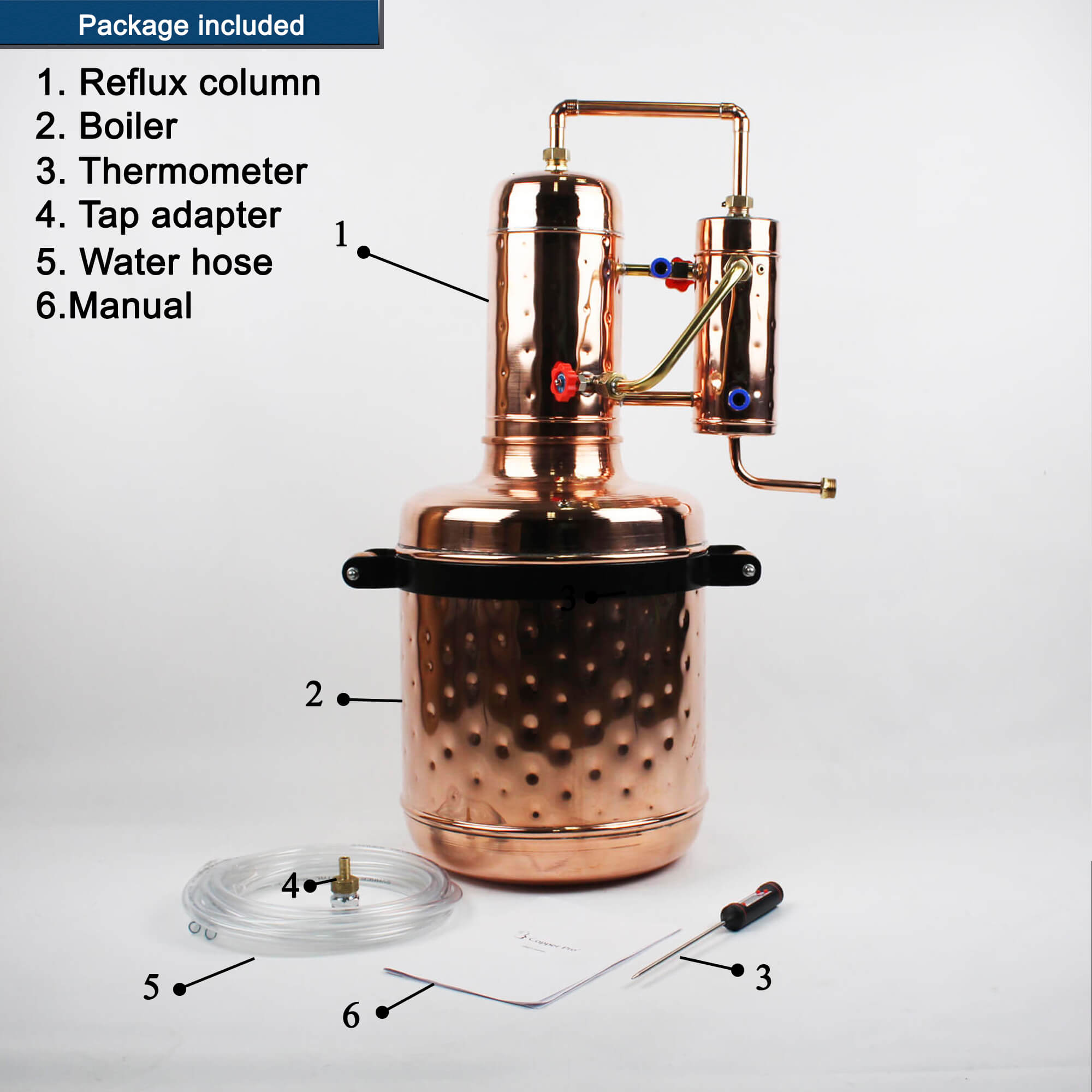 Copper moonshine still 6.3G (24L) Dephlegmator Reflux - still - Copper Pro