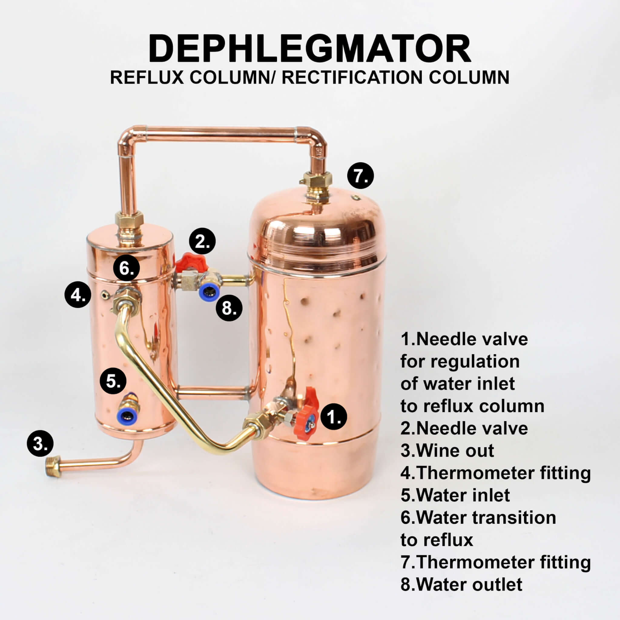 Copper moonshine still 6.3G (24L) Dephlegmator Reflux - still - Copper Pro