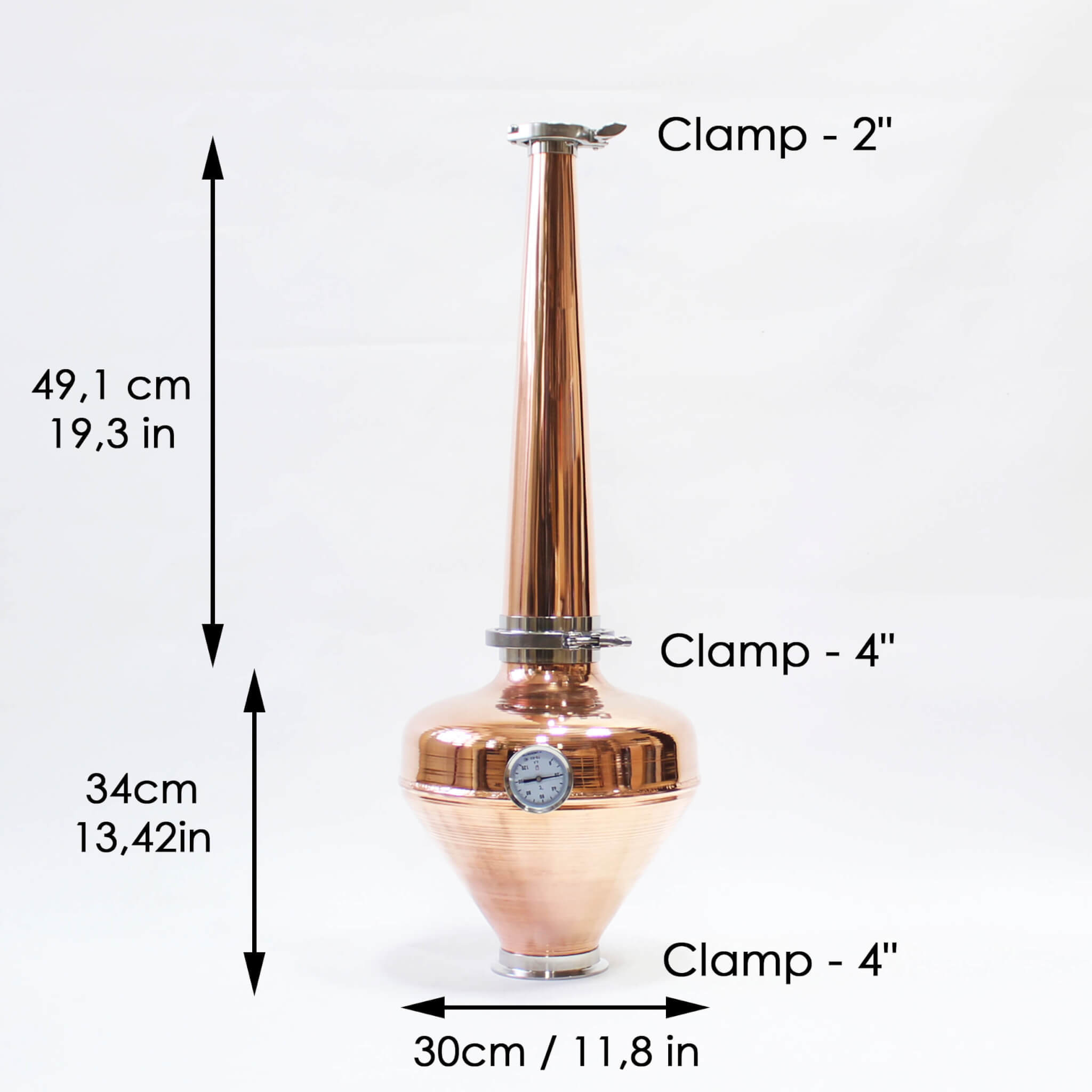 Copper whiskey helmet Column Onion Bulb 4" Flute still Moonshine Distiller set - Copper Pro