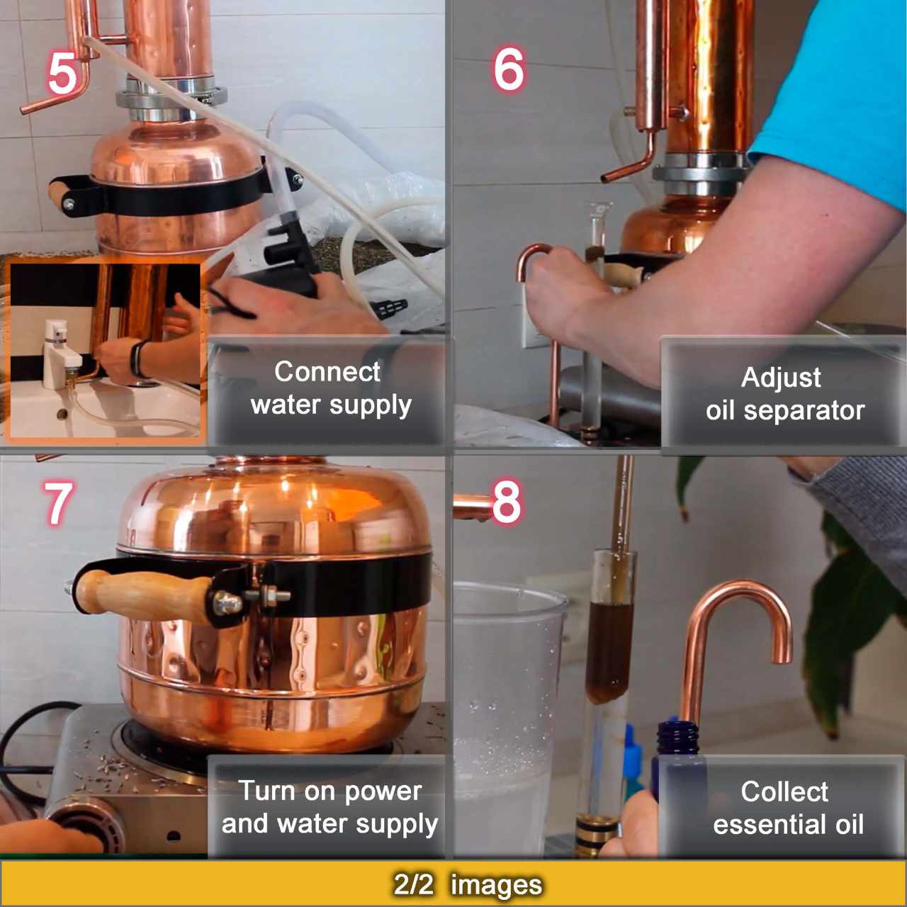 Electric Essential Oil Distiller 6.6G (25L) | column 4.8G (18L) - 7.4G (28L) Proffesional Kit - Copper Pro