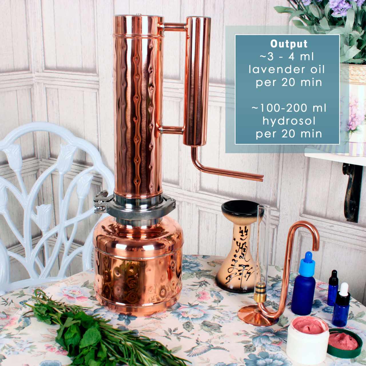 Essential Oil Distiller 0,53G (2L) | column 0,26G (1L) - Basic Kit - BEST SELLER!!! - Copper Pro