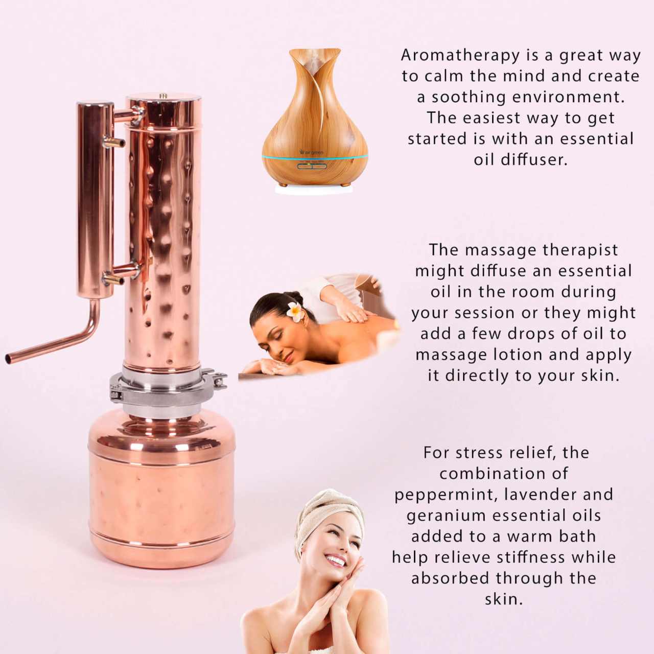 Essential Oil Distiller 0.53G (2L) | column 0.26G+0.21G (1L+0,8L) Advanced set - Copper Pro