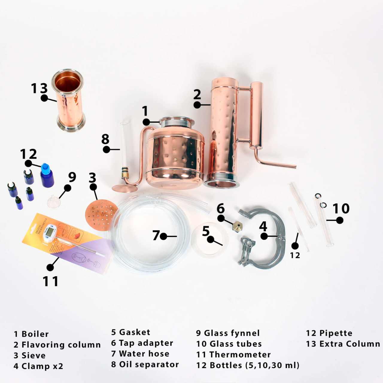 Essential Oil Distiller 1,1Gal/4L - Advanced set - Copper Pro