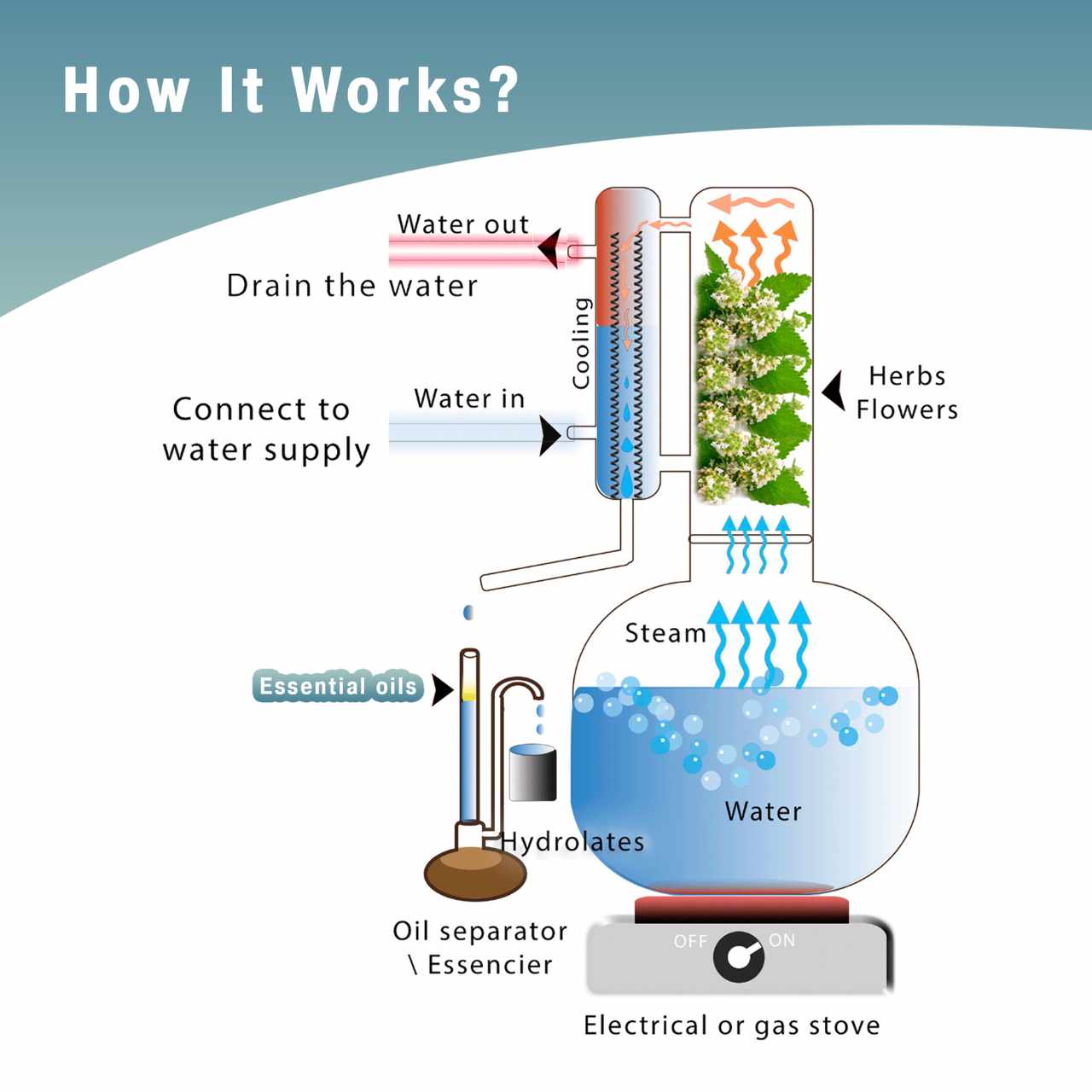 Essential Oil Distiller 1.3G (5L) | column 0.53G (2L) - Basic Kit - Copper Pro