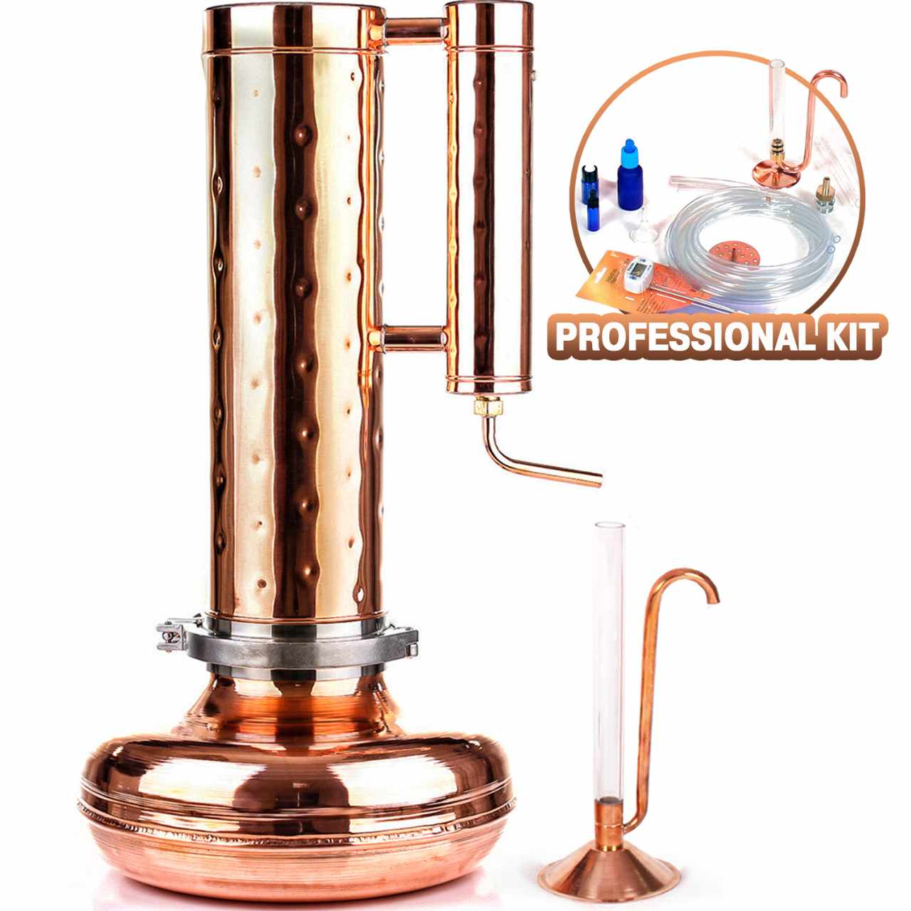 Essential Oil Distiller 2.1G (8L) | column 1.1G (4L) - Professional Kit - Copper Pro