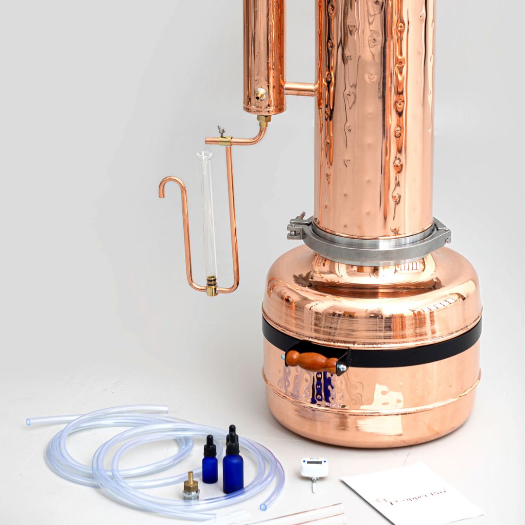 Essential Oil Distiller 6.6G (25L) | column 4.8G (18L) - 7.4G (28L) Proffesional Kit - Copper Pro