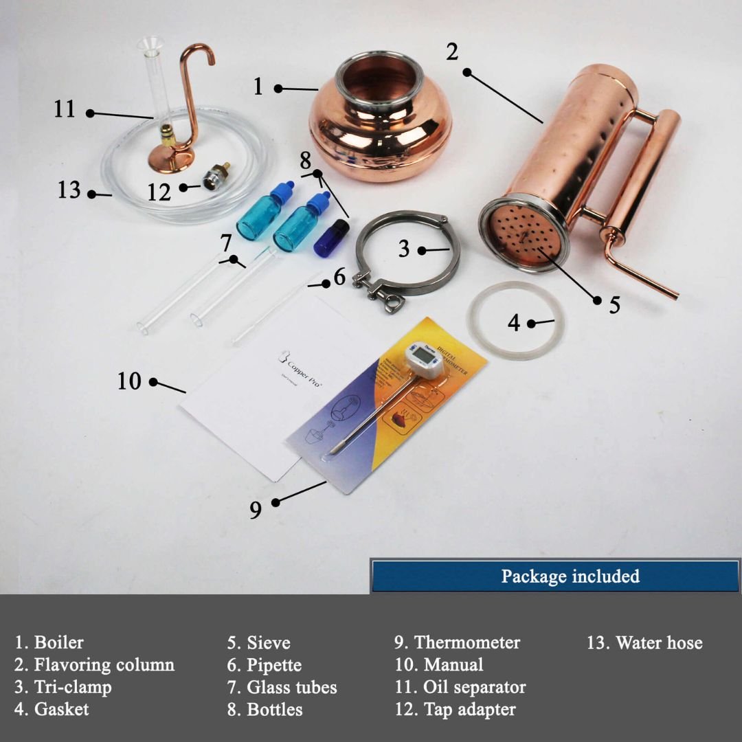 Essential oil extractor 0.53G (2L) - [Premium Kit] - Copper Pro