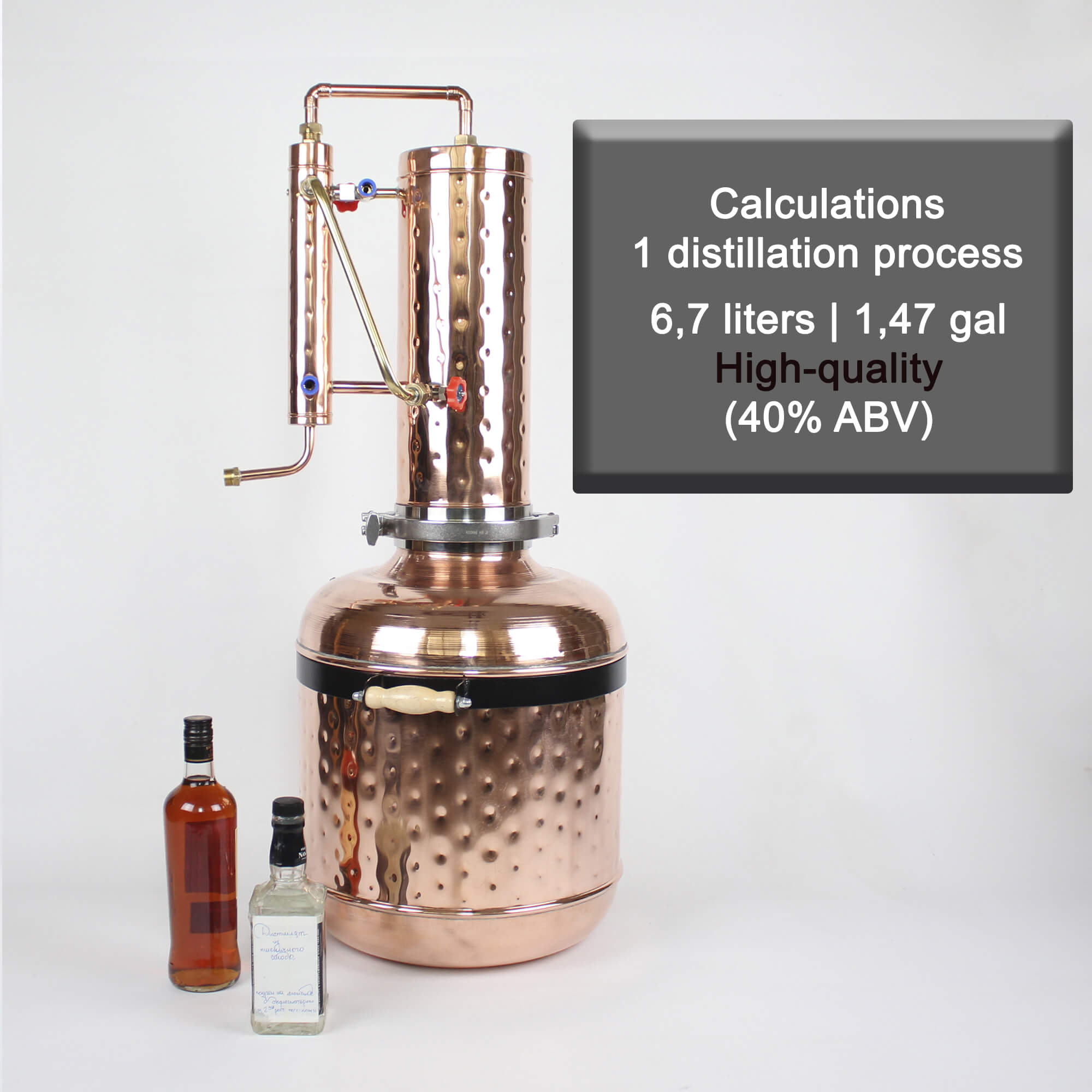 Calculations distillation process Copper moonshine still 45l