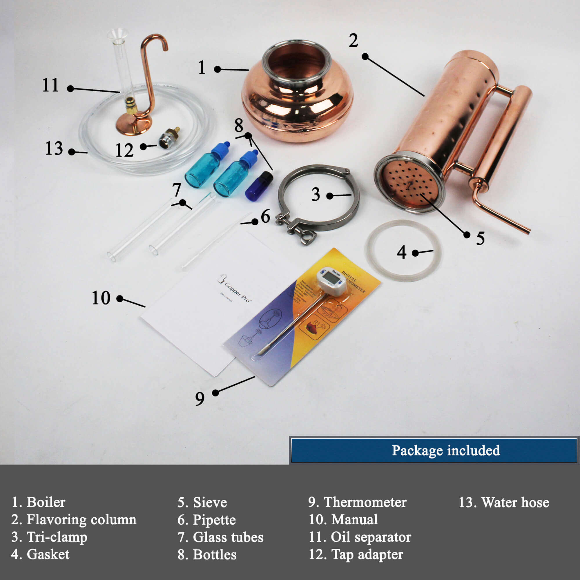 copper distiller. parts in the package