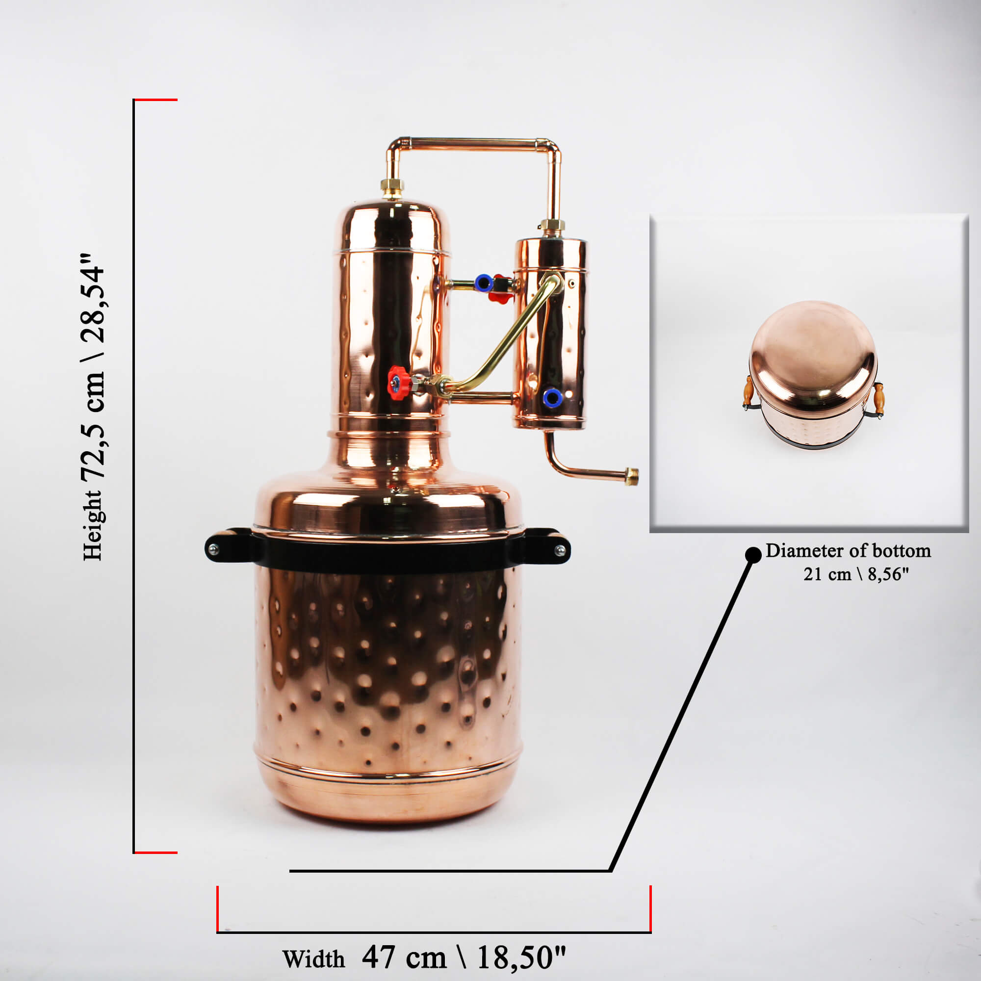 Copper moonshine still 6.3G (24L) Dephlegmator Reflux-still – Copper Pro