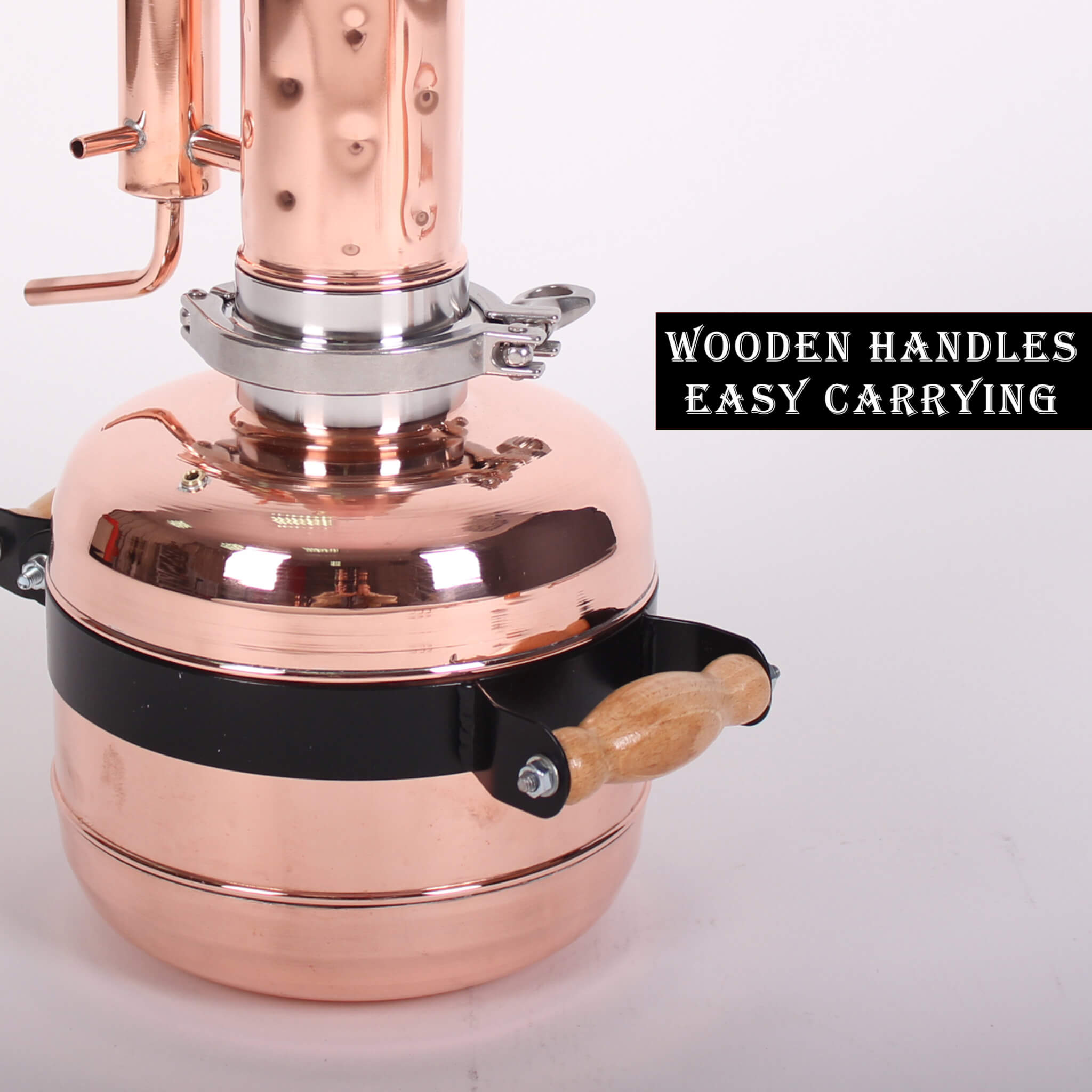 copper distiller speciall wooden handles