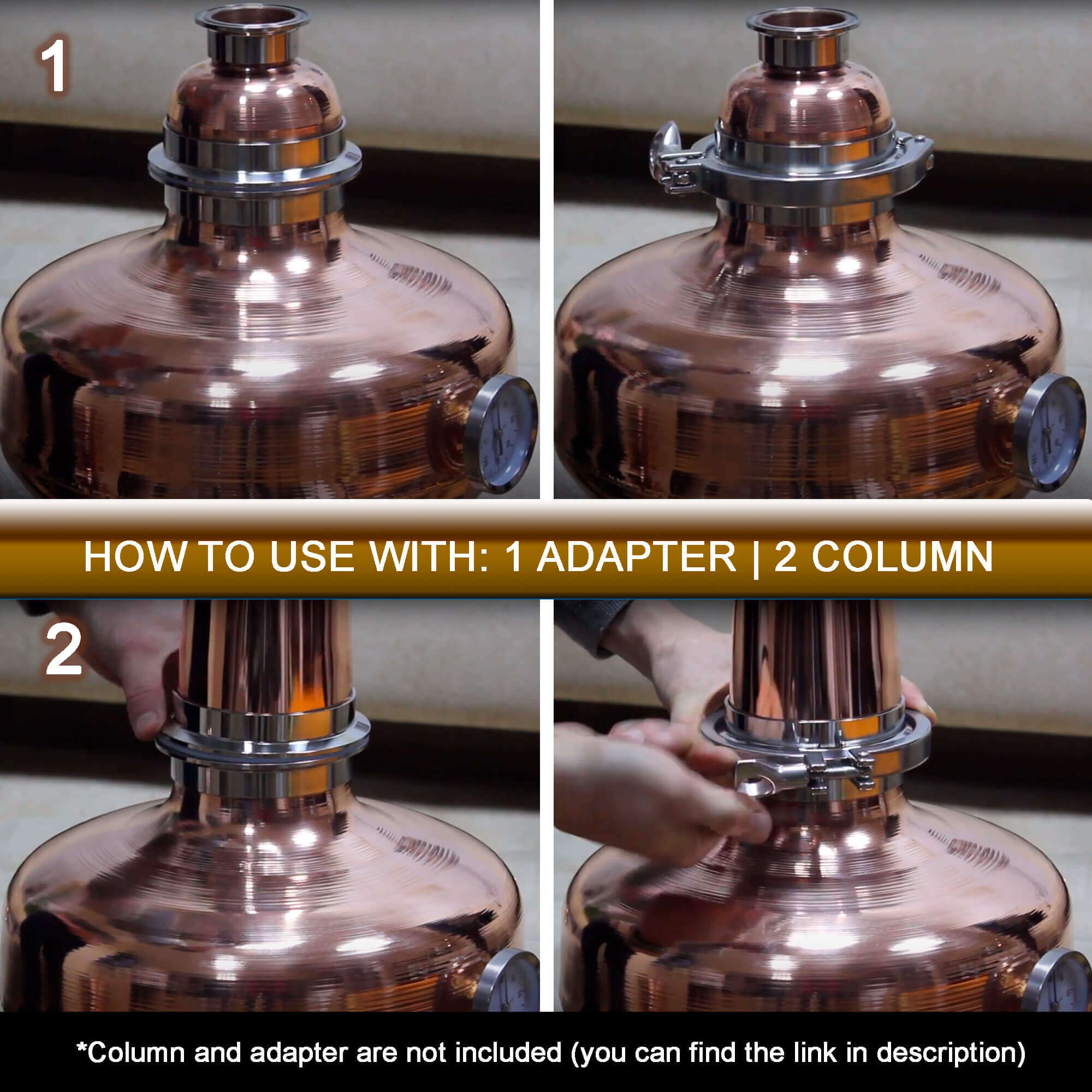 How to use whiskey helmet with adapter and column