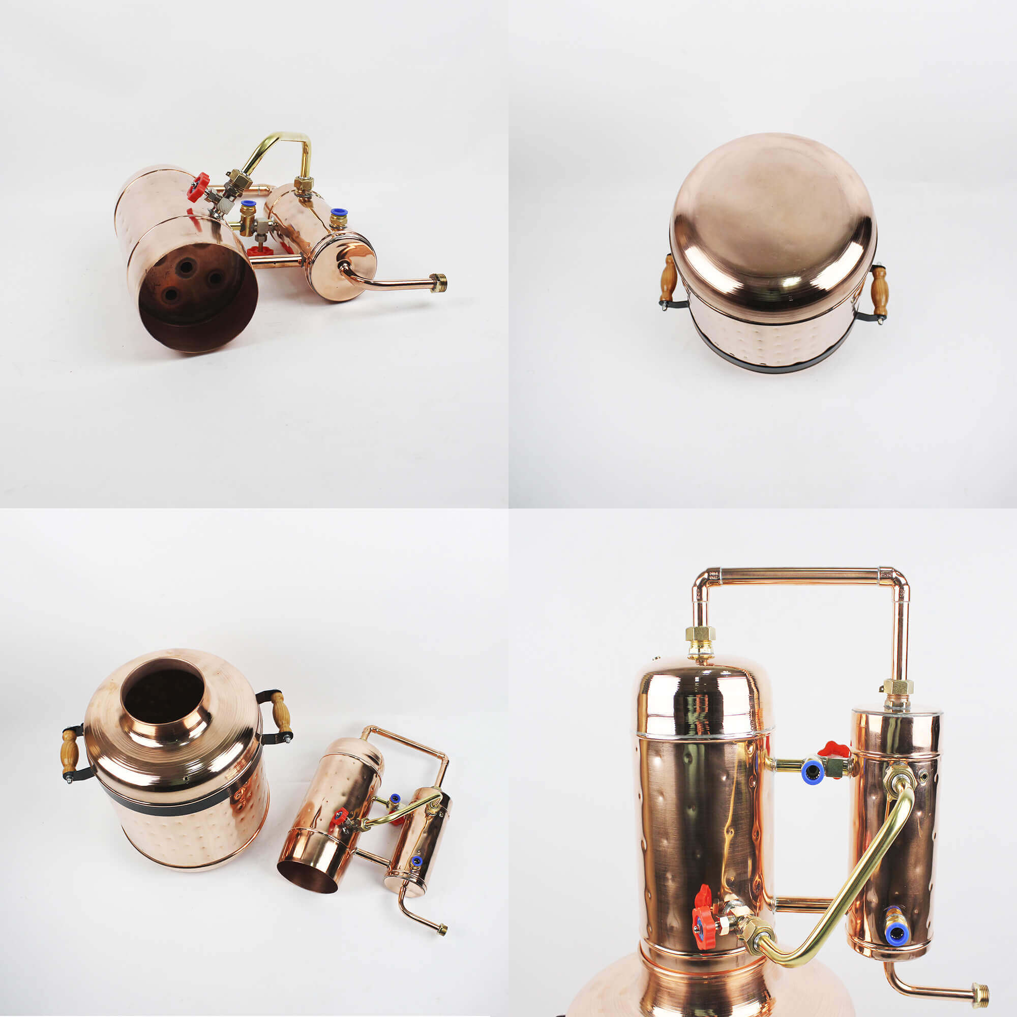 Parts of copper moonshine distiller from copper pro